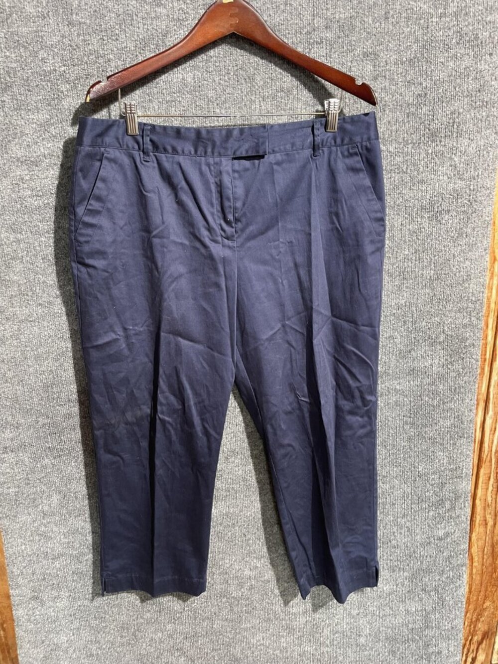 Charter Club Pants Womens 16 Blue Twill Capri Straight Leg Stretch Pockets